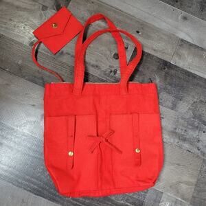 1970s Vintage Red Mitzi Intl Shoulder Tote Bag